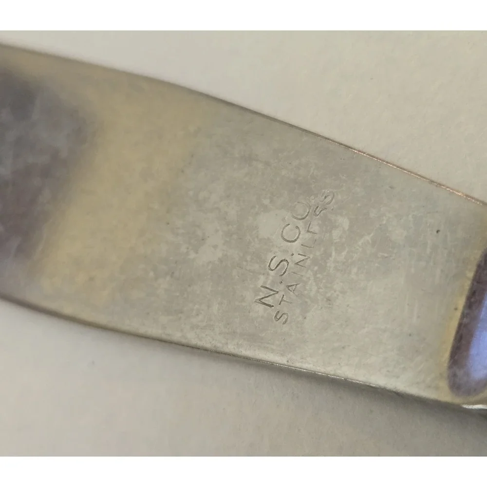 Lot Of 3 National Stainless NS Co Dinner Knives Flower Glossy - Unknown Pattern